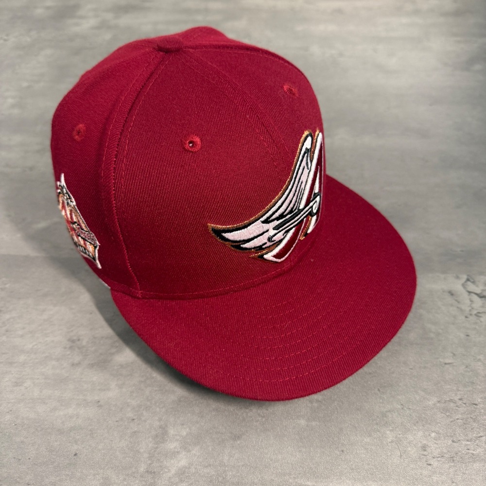 New Era Anaheim‎ Angels Hat Mens 6 7/8 Maroon Smooth Red 59FIFTY Cooperstown Cap